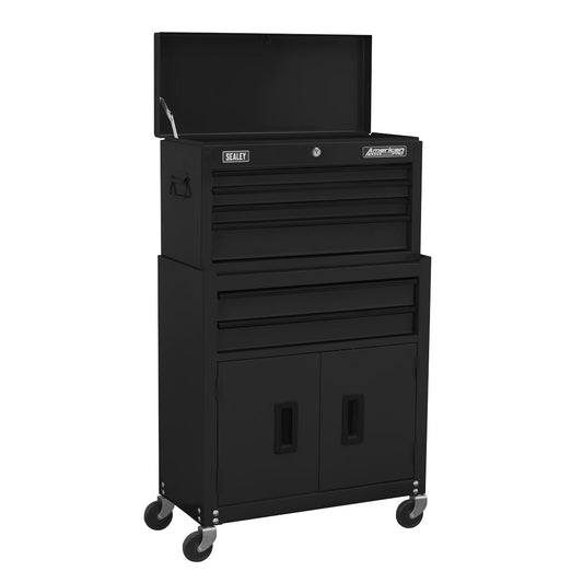 Sealey Topchest & Rollcab Combination 6 Drawer with Ball-Bearing Slides - Black AP22BK