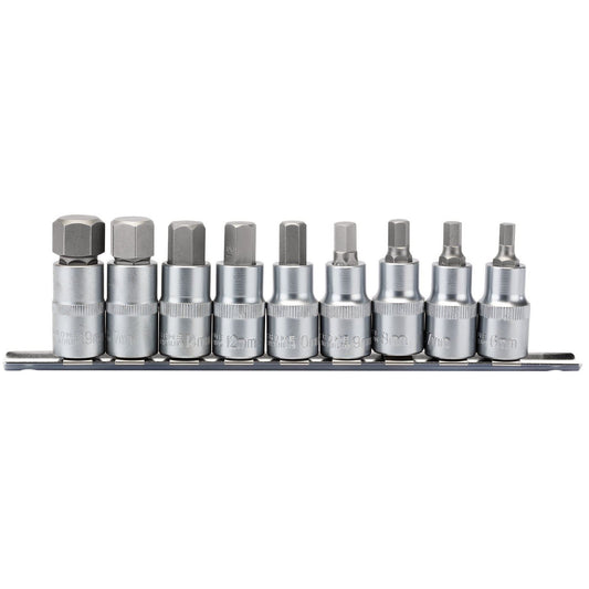 Expert 1/2" Square Drive 55mm Long Metric Hexagonal Socket Bit Set - 16307