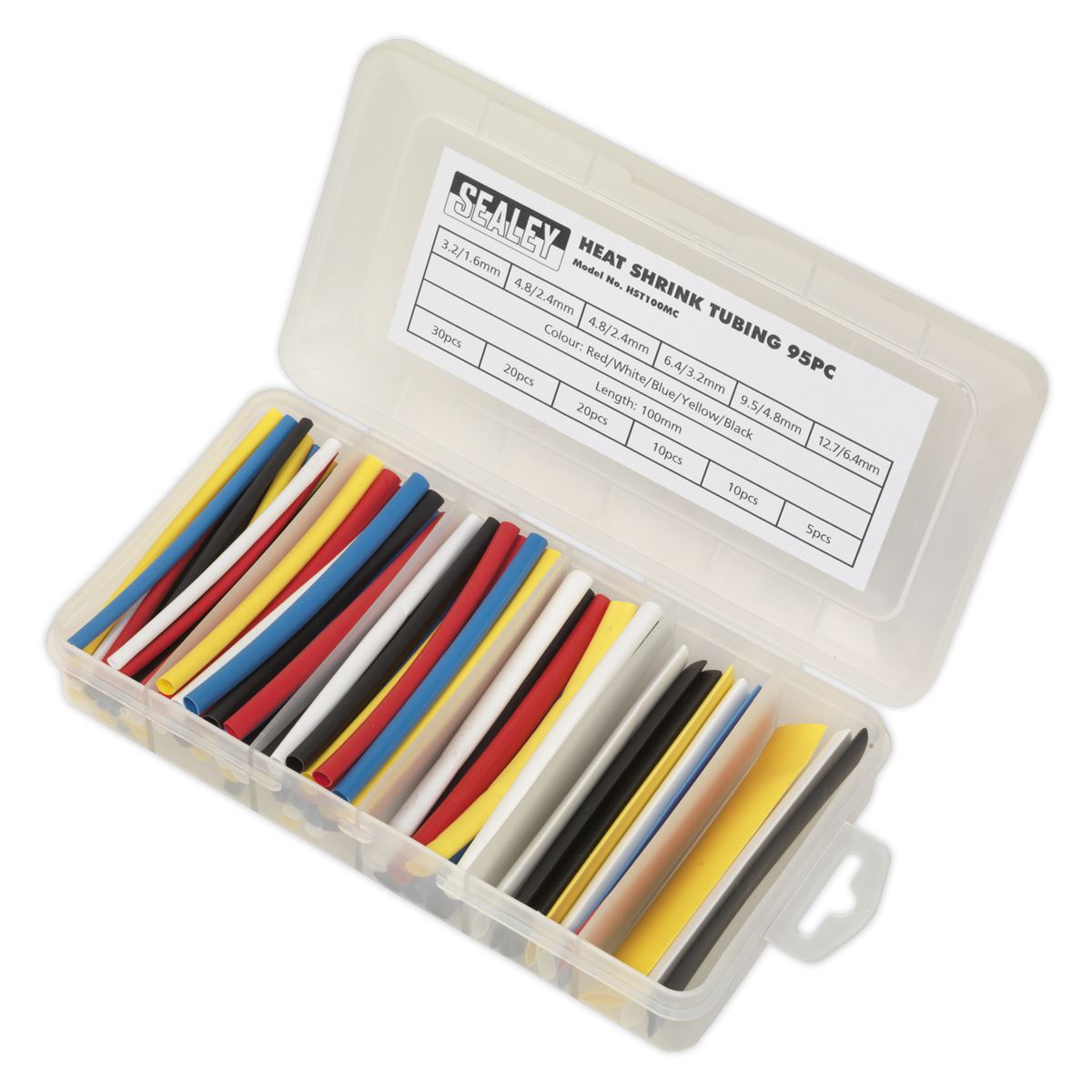 Sealey Heat Shrink Tubing Assortment 95pc 100mm Mixed Colours HST100MC