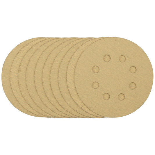 Draper Gold Sanding Discs with Hook & Loop, 125mm, 120 Grit (Pack of 10) - 58111