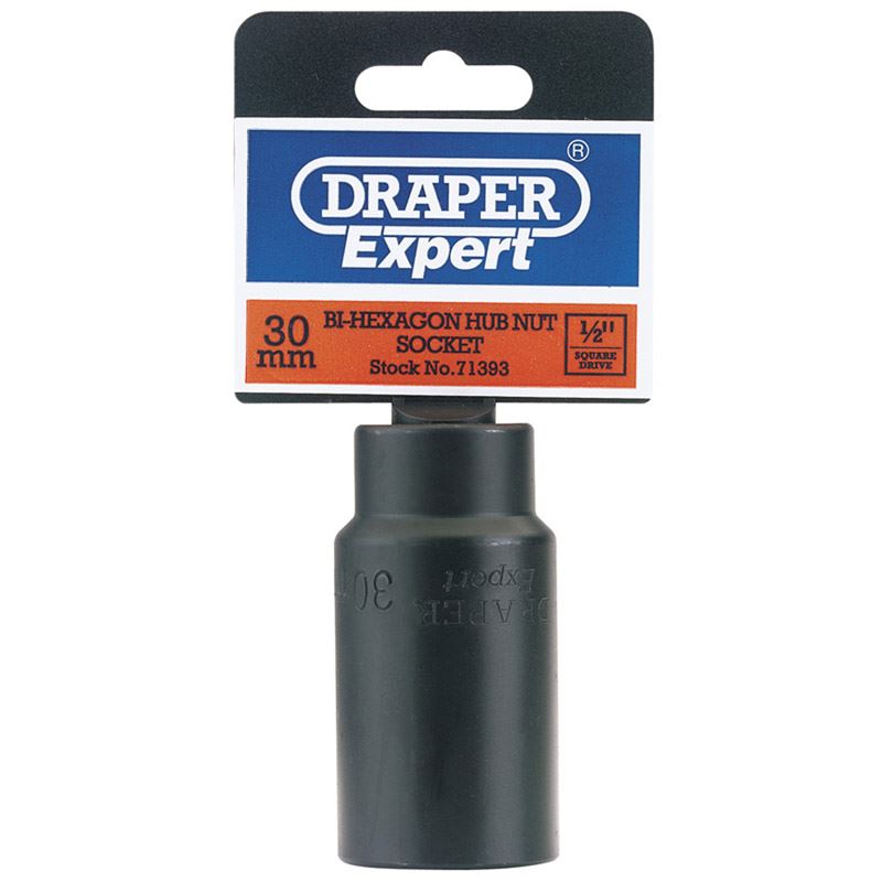 Draper 1x Expert 30mm 1/2" Square Drive Hub Nut Impact Socket Professional Tool - 71393