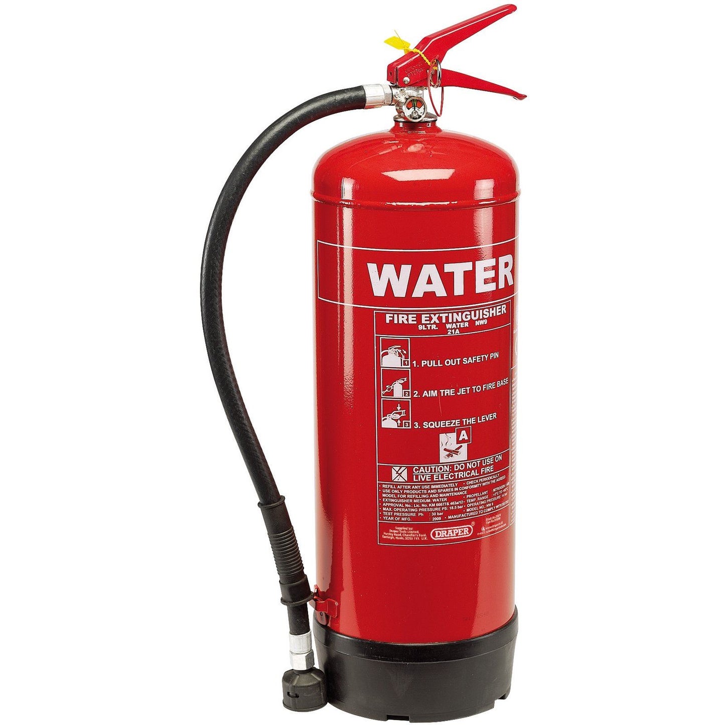 Draper 21675 FIRE5B 9L Pressurized Water Fire Extinguisher