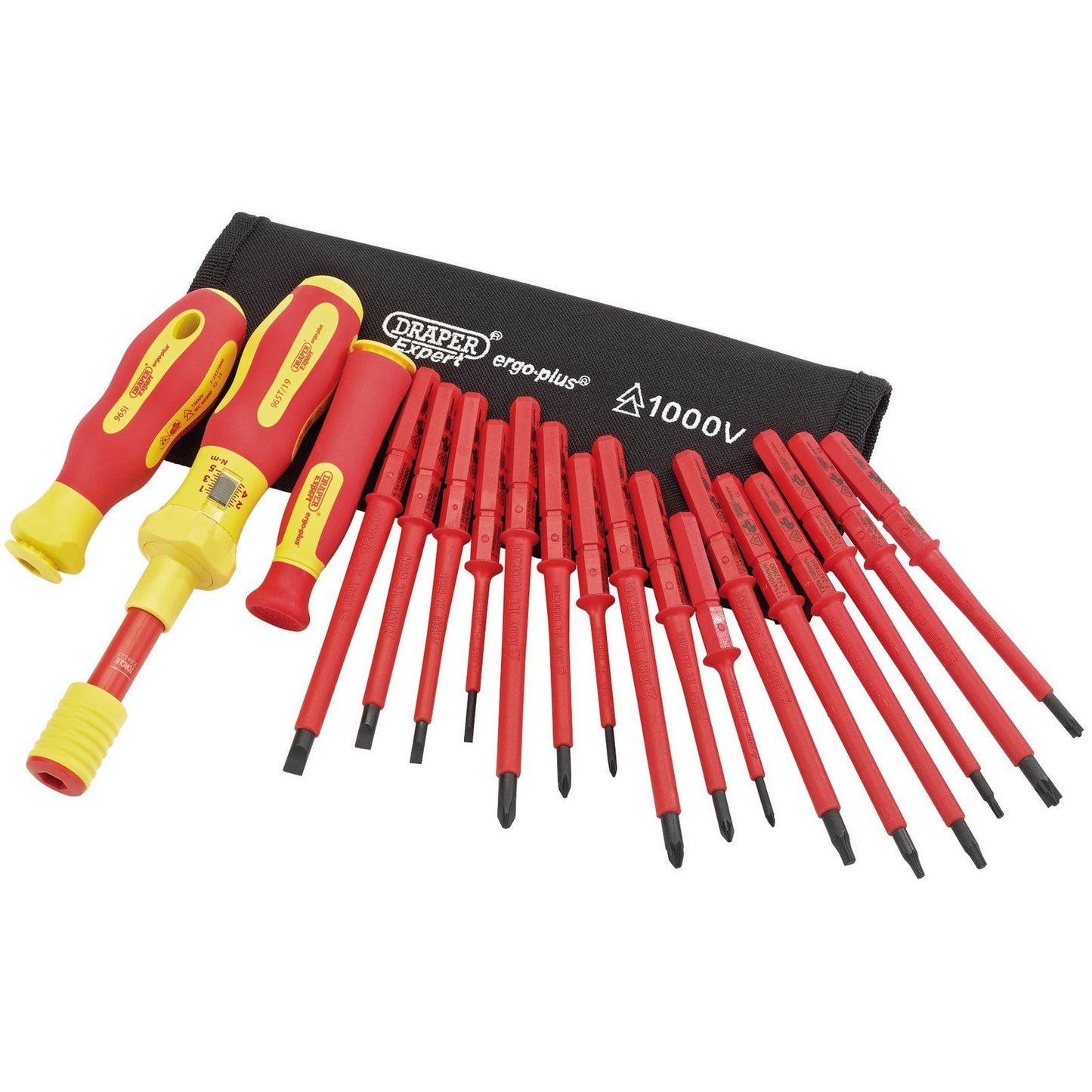 Draper Expert Interchangeable VDE Torque Electricians Screwdriver Set 19 Piece - 81762