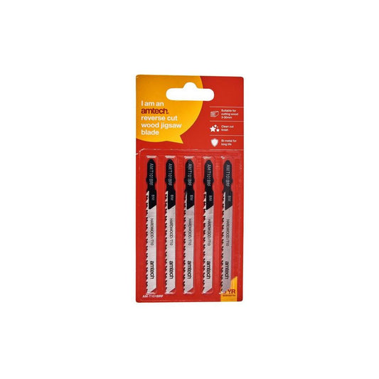 Amtech 5x Jigsaw Blades Set Reverse Cut Wood Cutting Hardwood 10 Tpi AMT101BRF - M1608