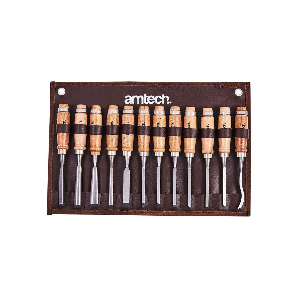 Amtech 12 Piece Wood Carving Chisel Set Wood Working Crafts - E0900