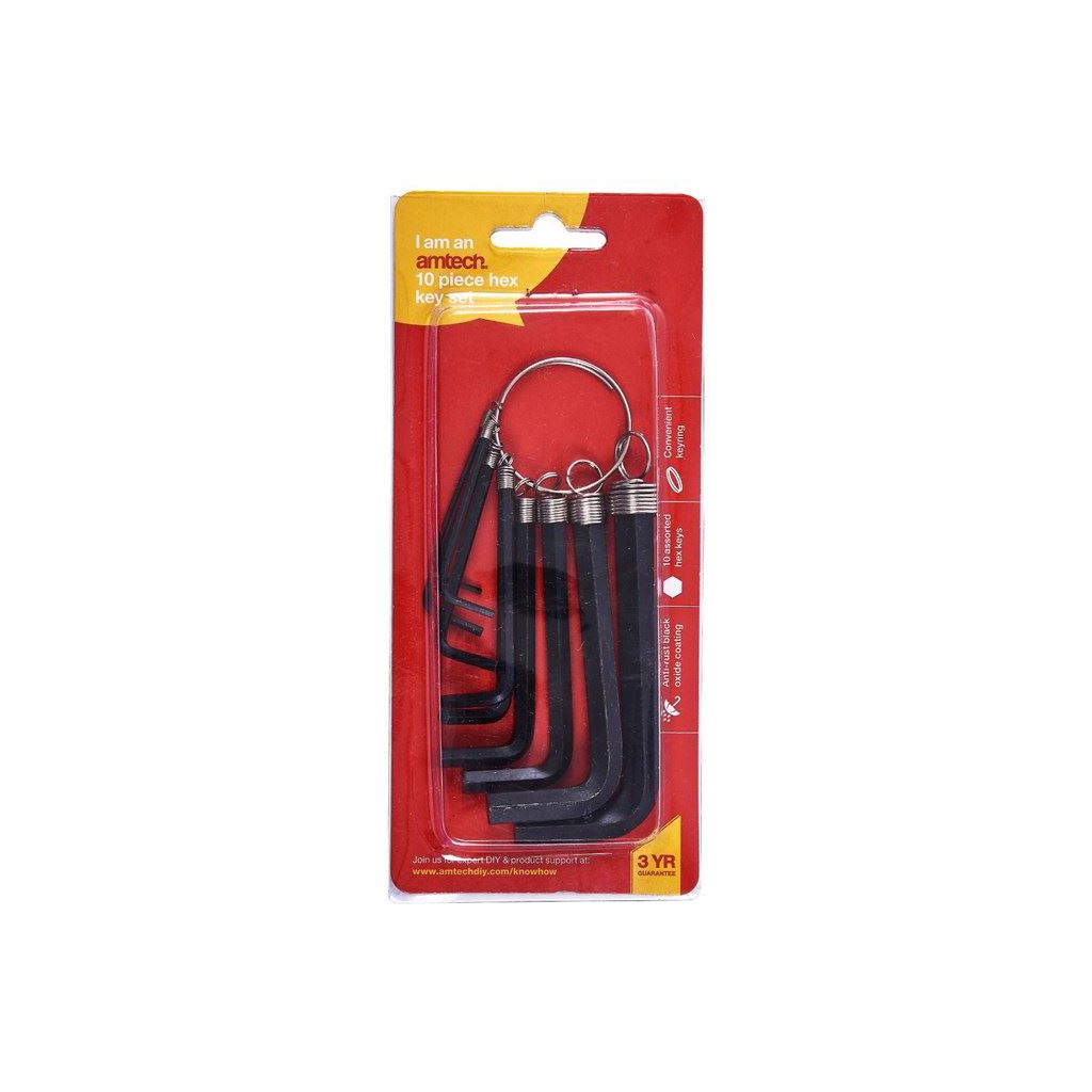 Amtech 10 Piece Hex Key Set & Keyring - I8750C