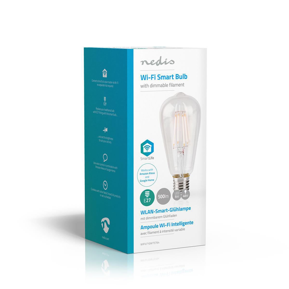 Nedis Wi-Fi Smart LED Filament Bulb E27 ST64 5W 500 lm WIFILF10WTST64