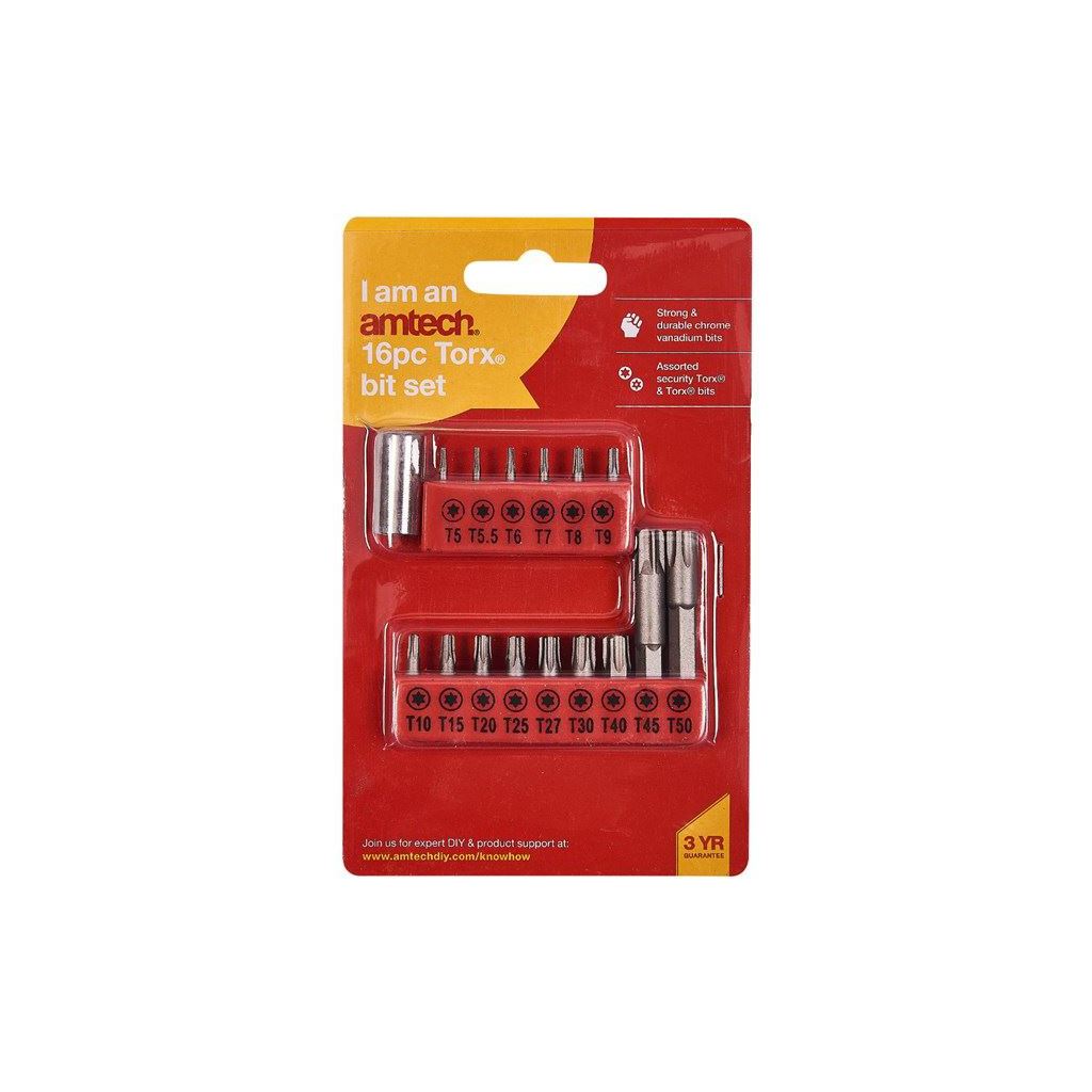 16x Torx Torque Star Bit Set 1/4" Drive Bit Tamper Proof T10-T40 T5-T9 T45-T50 - L3220