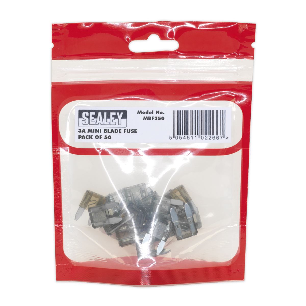 Sealey Automotive MINI Blade Fuse 3A Pack of 50 MBF350