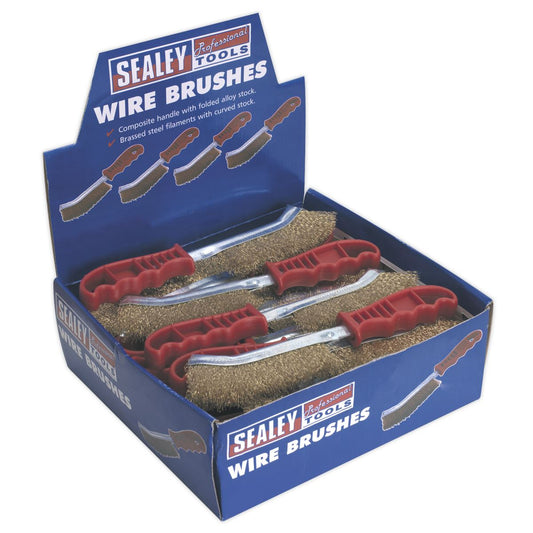 Sealey Wire Brush Brassed Steel Plastic Handle Display Box of 24 WB05DB24