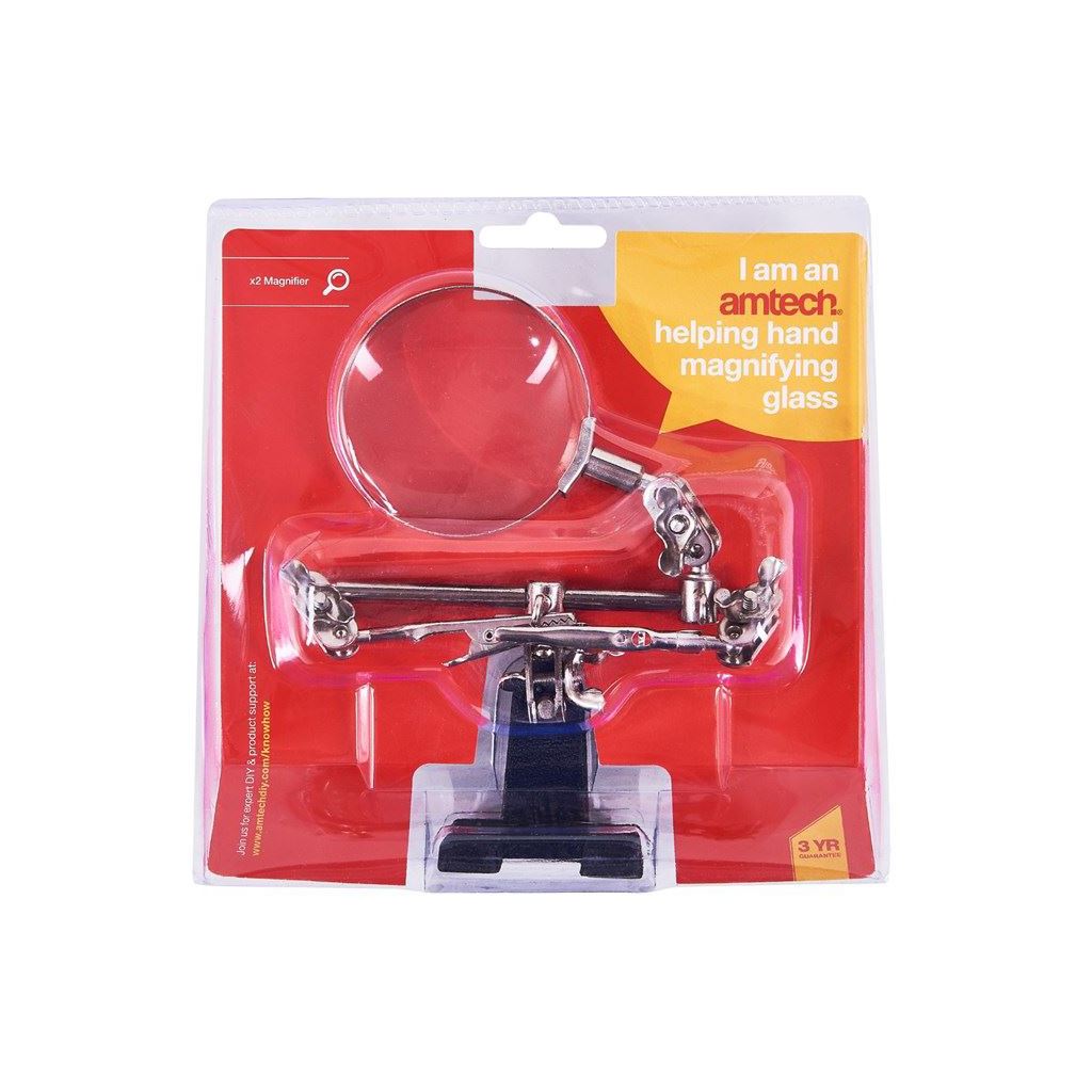 Amtech 60mm Helping Hand Magnifying Glass (Crafts Drawing Art Hobby Electrical) - S2900