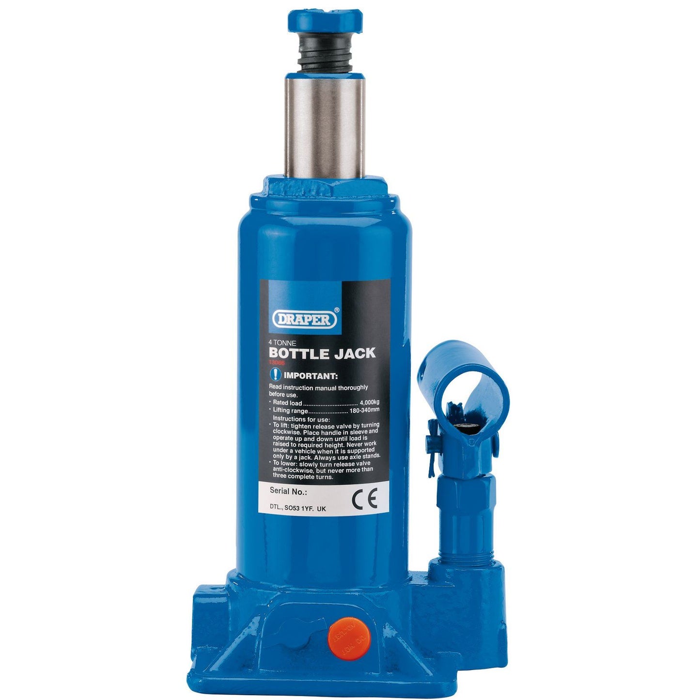 Draper Hydraulic Bottle Jack (4 Tonne) BJ4-B - 13066