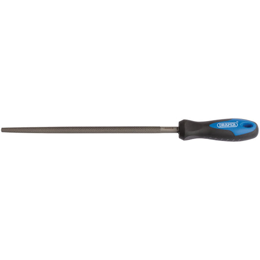 Draper High Carbon Steel Round Hand File With Soft Grip Handle - 250mm - 00013