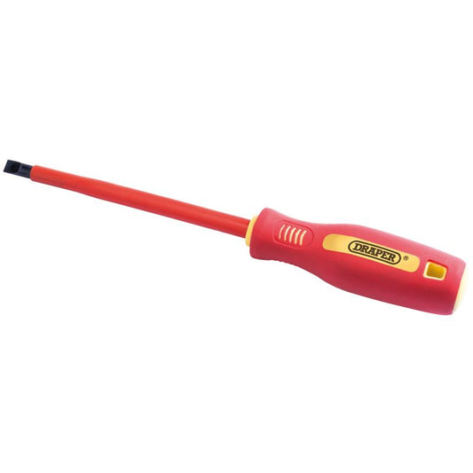 Draper 6.5mm x 150mm Fully Insulated Plain Slot Screwdriver. (Display Packed) - 46519