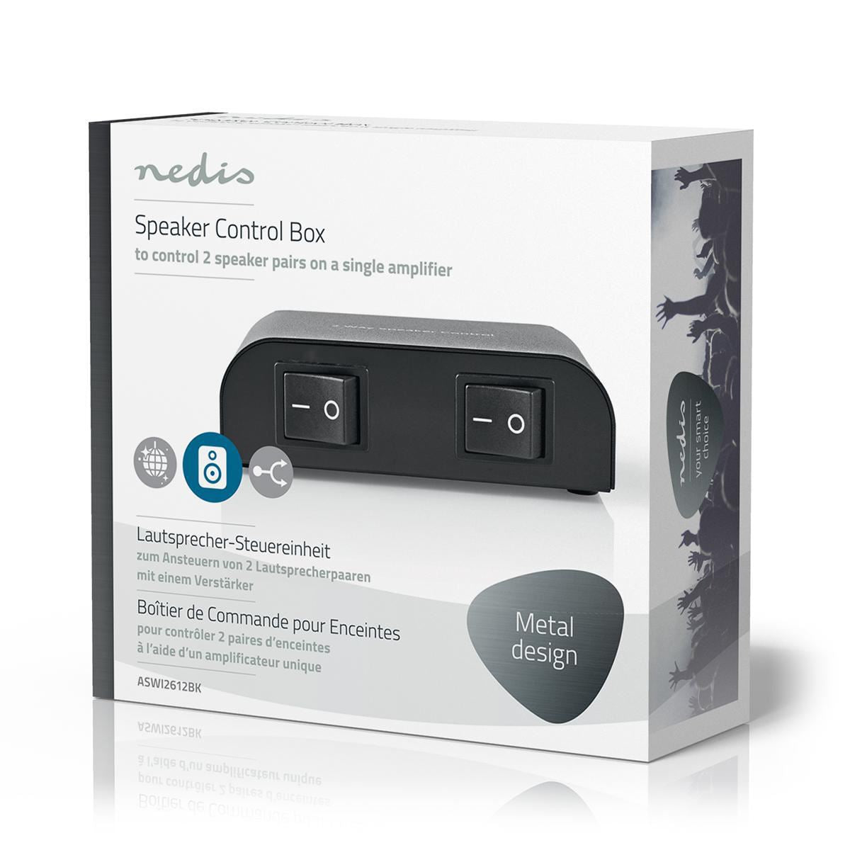 Nedis Speaker Control Box 2-Way Screw Clamp Black ASWI2612BK