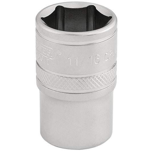 Draper Expert Chrome 1/2" Square Drive 6 Point Imperial Socket 11/16" CR.V. AF - 16630