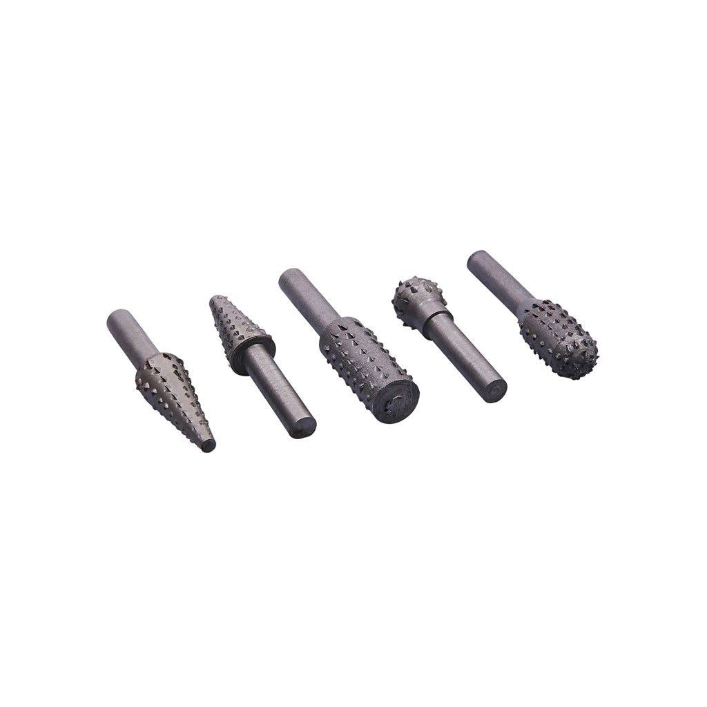 5 Piece Rotary Burr Set Wood Carving File Rasp Drill Bits Distressing Burnishing - E1500