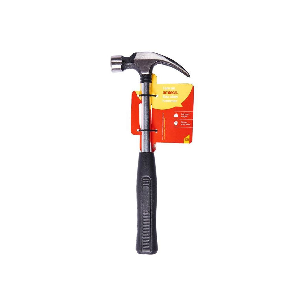 8oz Claw Hammer+Tubular Steel Shaft Comfor Rubber Grip Handle Nail Remover - A0120