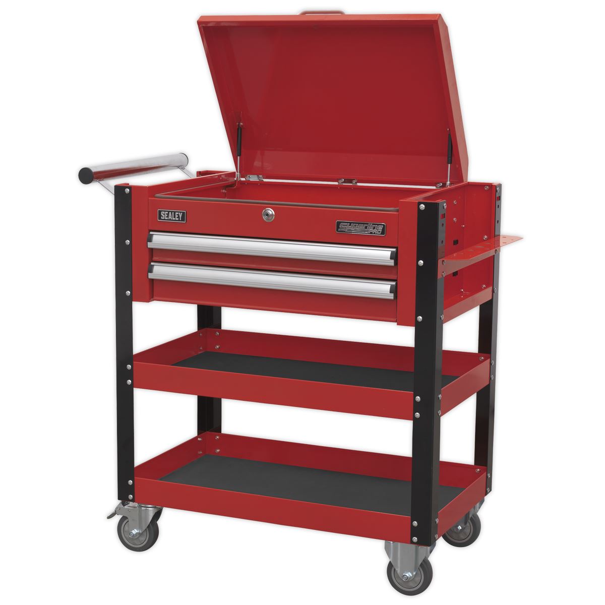 Sealey HD Mobile Tool & Parts Trolley 2 Drawer & Locking Top - Red AP760M