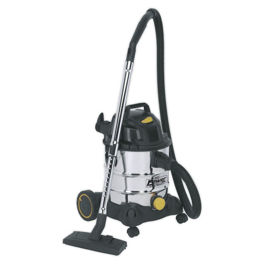 Sealey Vacuum Cleaner Ind Wet & Dry 20L 1250W/110V Stainless Drum PC200SD110V