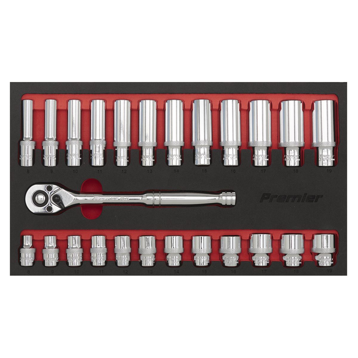 Sealey Ratchet Wrench & Socket Set 25pc 3/8"Sq Drive AK66722