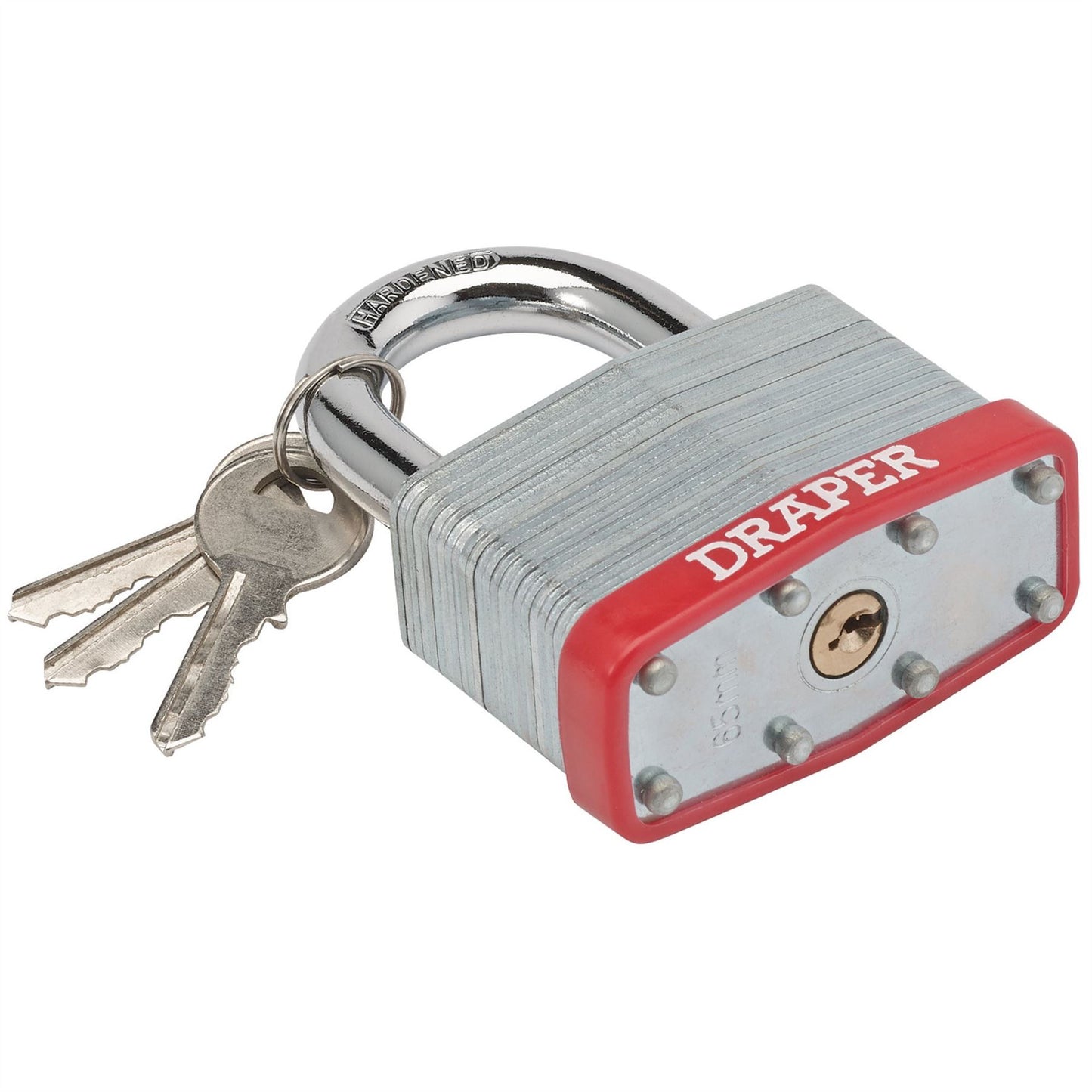 Draper 65mm Laminated Steel Padlock With 3 Keys. Gate, Shed, Cupboard Padlock - 68807
