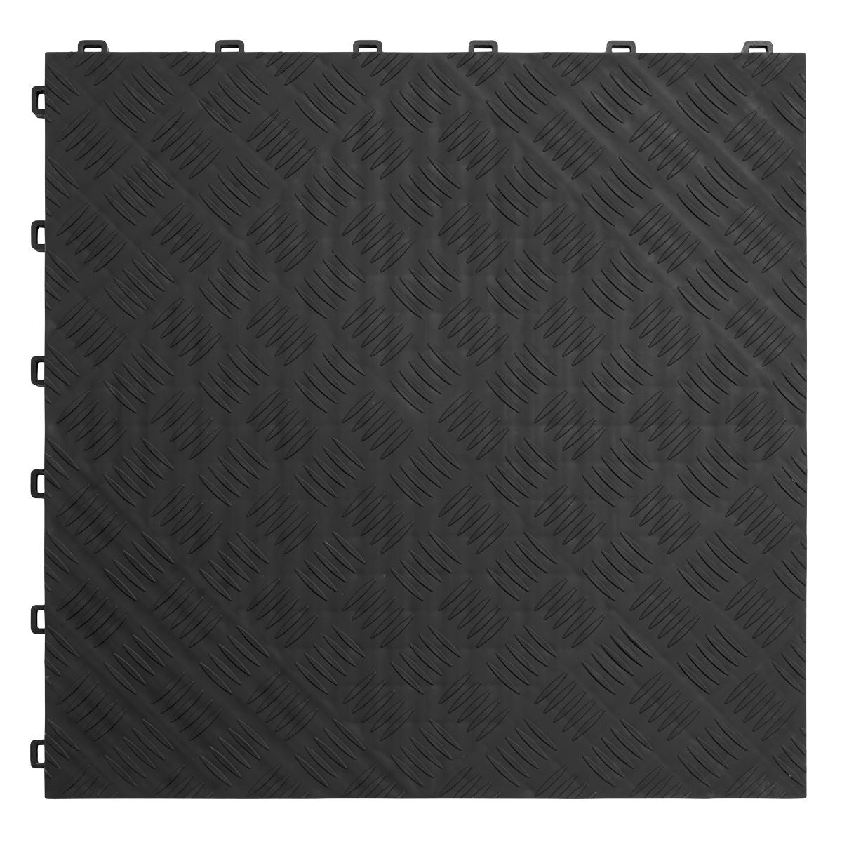 Sealey Polypropylene Floor Tile-Black Treadplate 400x400mm Pk of 9 FT3B