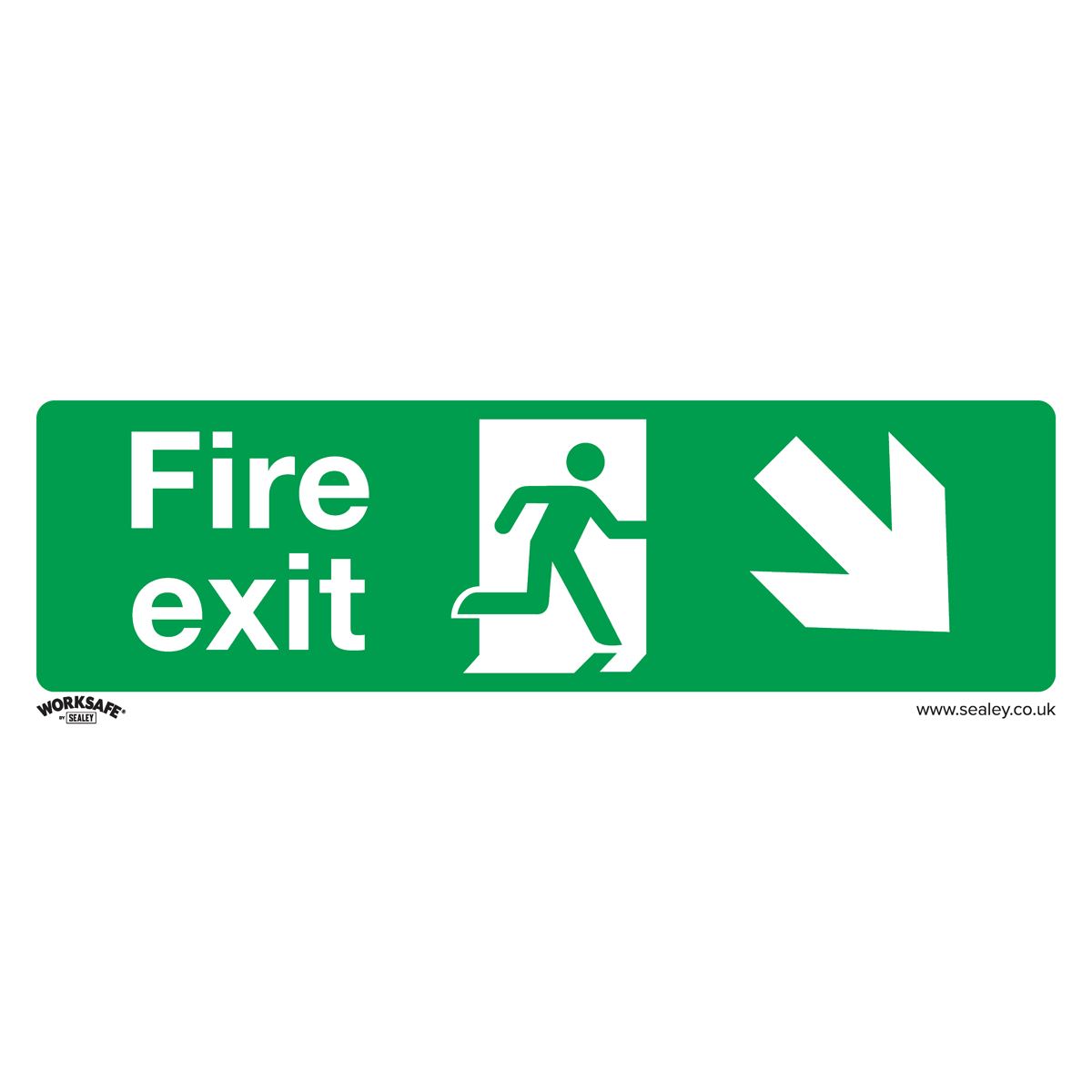 Sealey Safety Sign - Fire Exit (Down Right) - Self-Adhesive Vinyl SS36V1