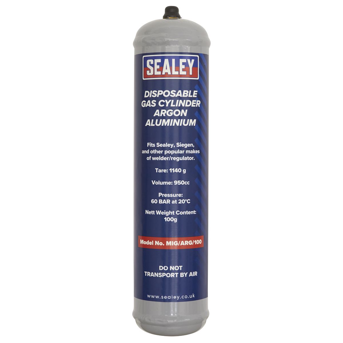 Sealey Gas Cylinder Disposable Argon 60L MIG/ARG/100