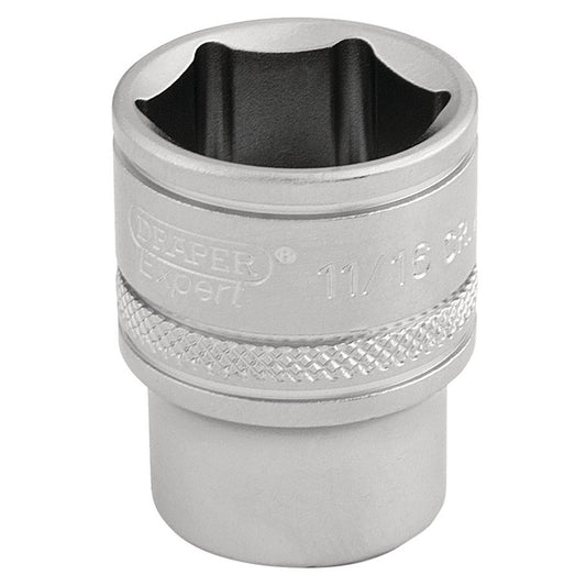 Draper Expert Quality Chrome 3/8" Square Drive 6 Point Imperial Socket - 11/16" - 16573