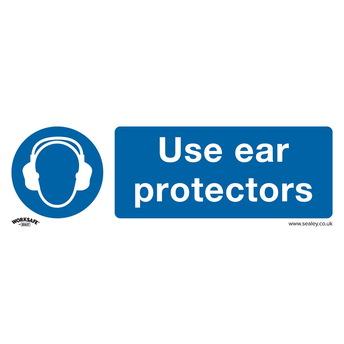 Sealey Safety Sign - Use Ear Protectors - Rigid Plastic-Pack of 10 SS10P10