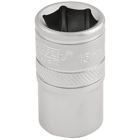 Draper Expert Quality Chrome 1/2" Square Drive 6 Point Metric Socket - 15mm - 16605