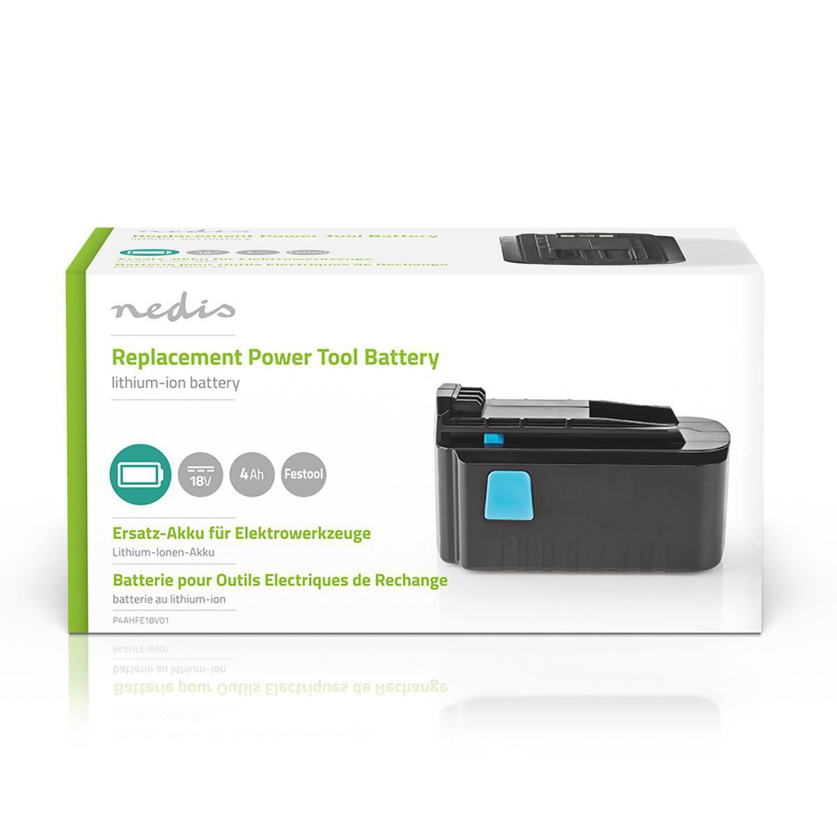 Nedis Power Tool Battery Li-Ion 18V 4Ah 72Wh Replacement for Festool