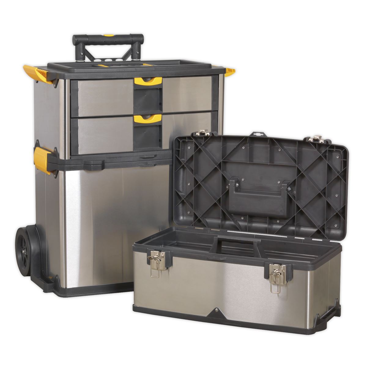 Sealey Mobile Stainless Steel/Composite Toolbox - 3 Compartment AP855