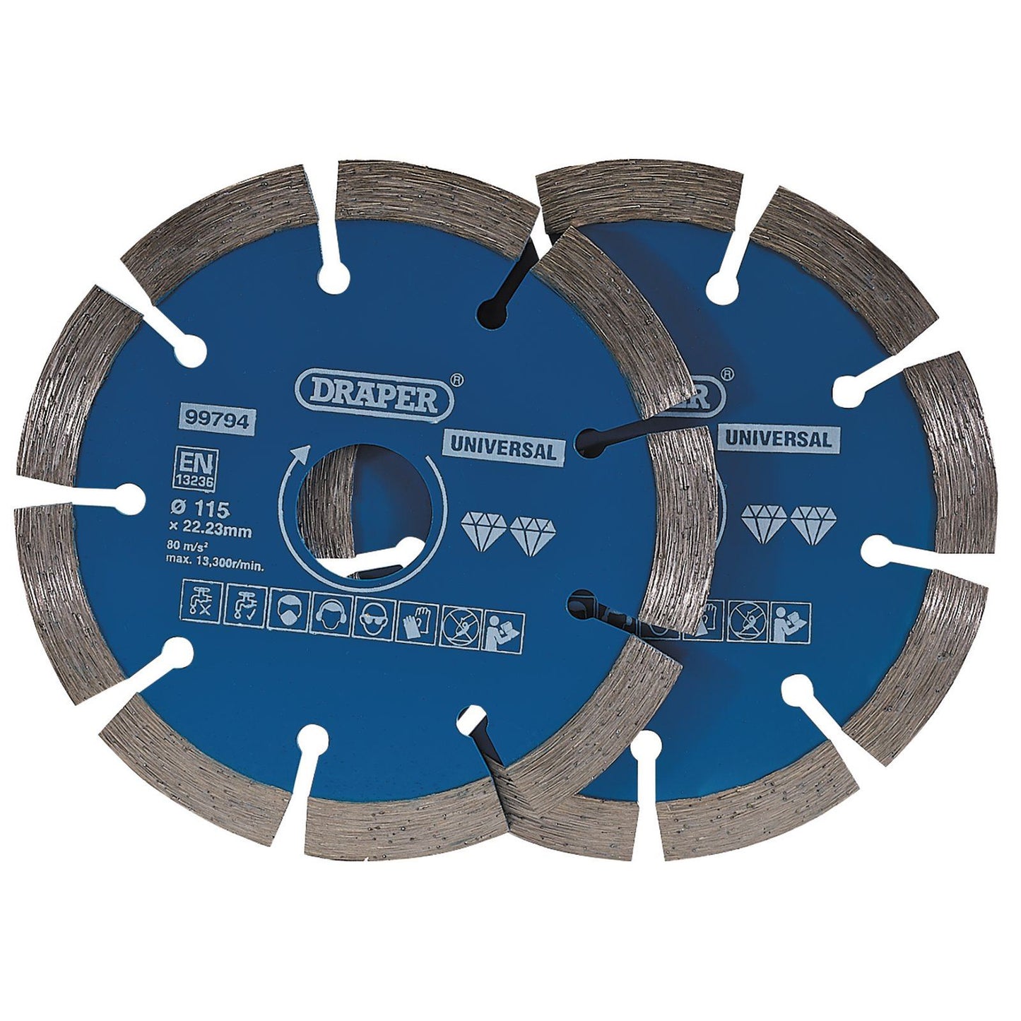 Draper 99794 Segmented Diamond Blade Twin Pack (115mm)