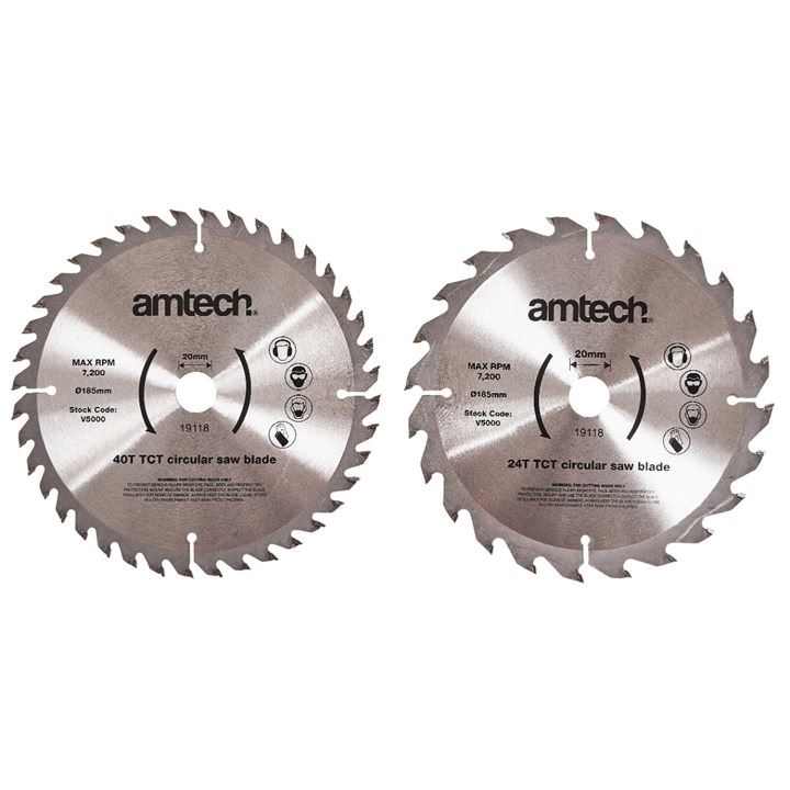Amtech 2 Piece 185mm Circular Saw Blade Set (24T/40T)