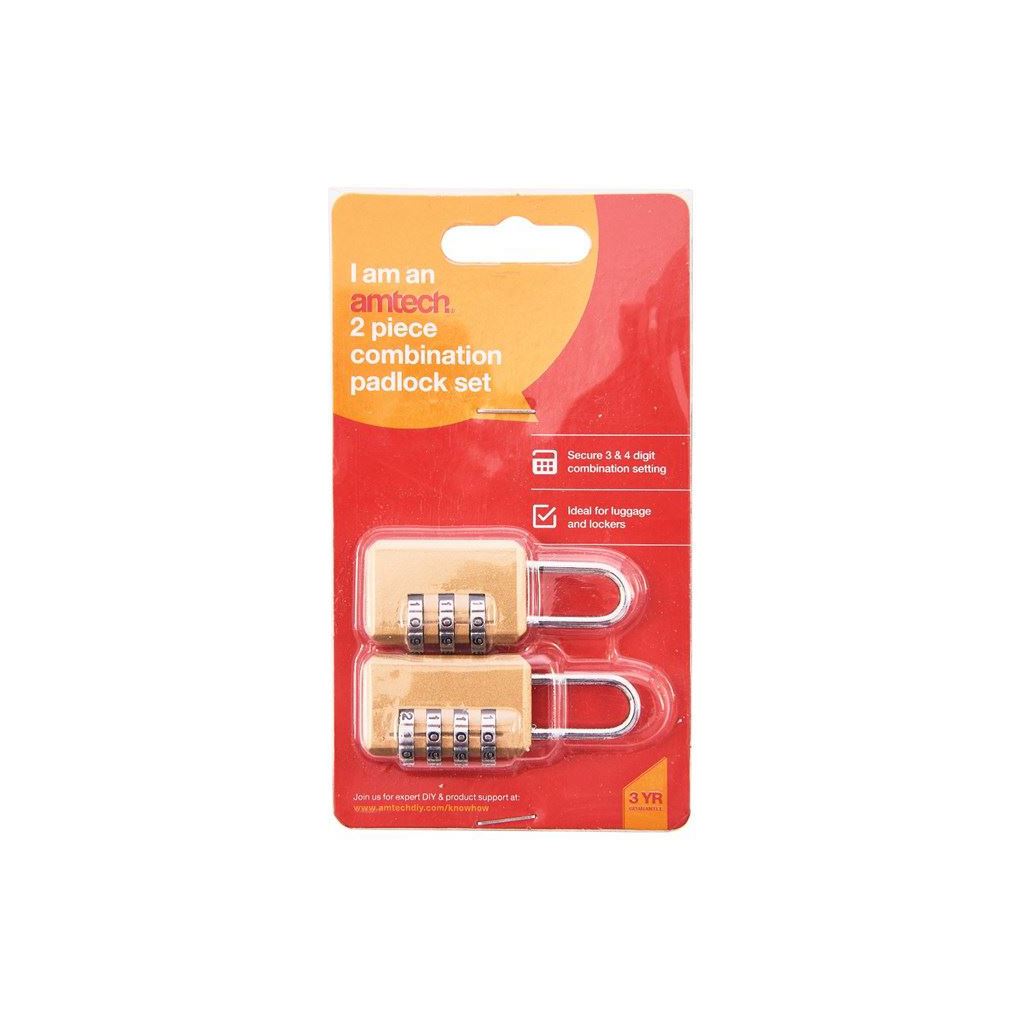 Amtech 2 Piece Combination Padlock Set - T1150