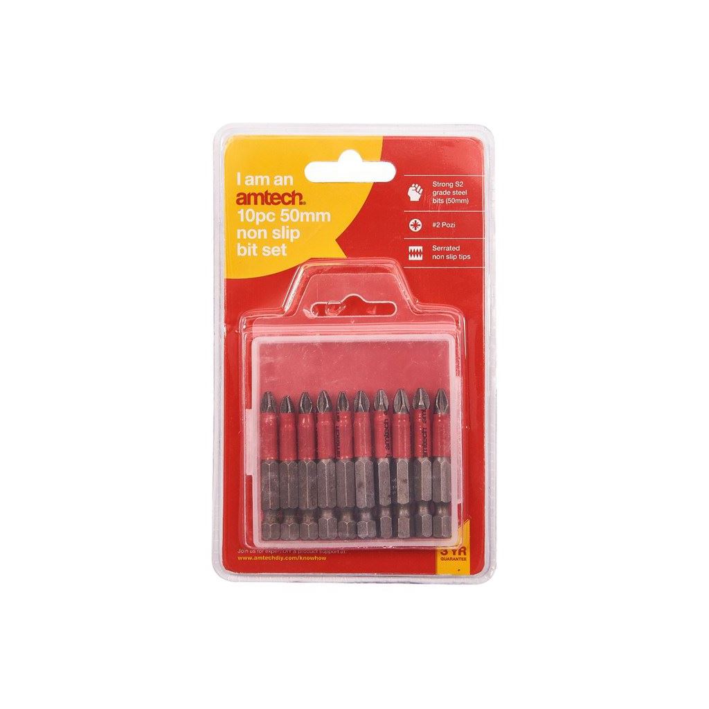 10 x 50mm (2") Non Slip Screwdriver Drill Bits Skid Prevention Screw Hex Pozi - L2360