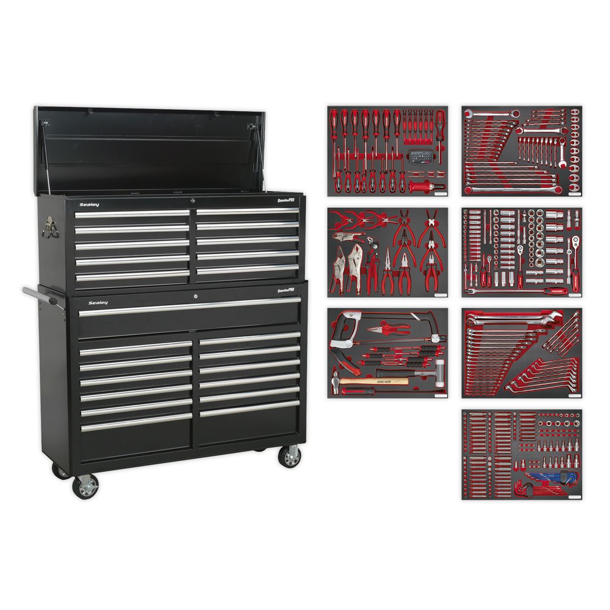 Sealey Tool Chest Combination 23 Drawer - Black with 446pc Tool Kit TBTPBCOMBO4