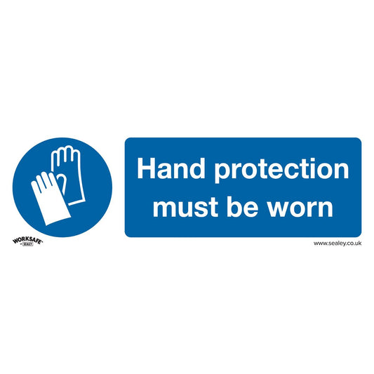 Sealey Safety Sign-Hand Protection Must Be Worn-Self-Adhes-Pk of 10 SS6V10