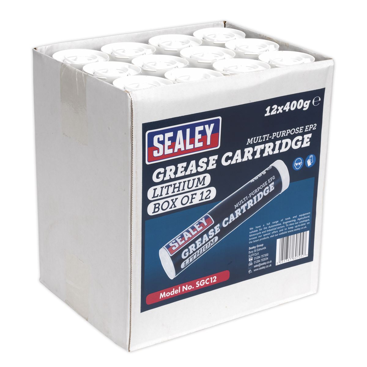 Sealey Grease Cartridge EP2 Lithium 400g Pack of 12 SGC12