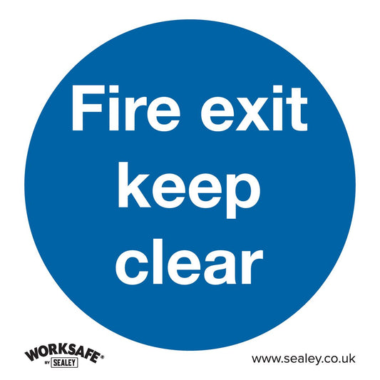 Sealey Safety Sign - Fire Exit Keep Clear - Self-Adhesive-Pk of 10 SS2V10