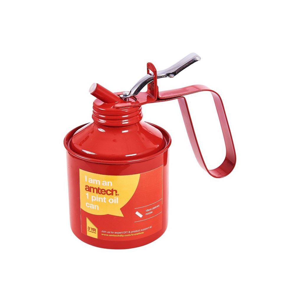 Amtech 500ml 1Pint Oil Can+Flexible Spout Thumb Pump Action Workshop Nozzle - J2100