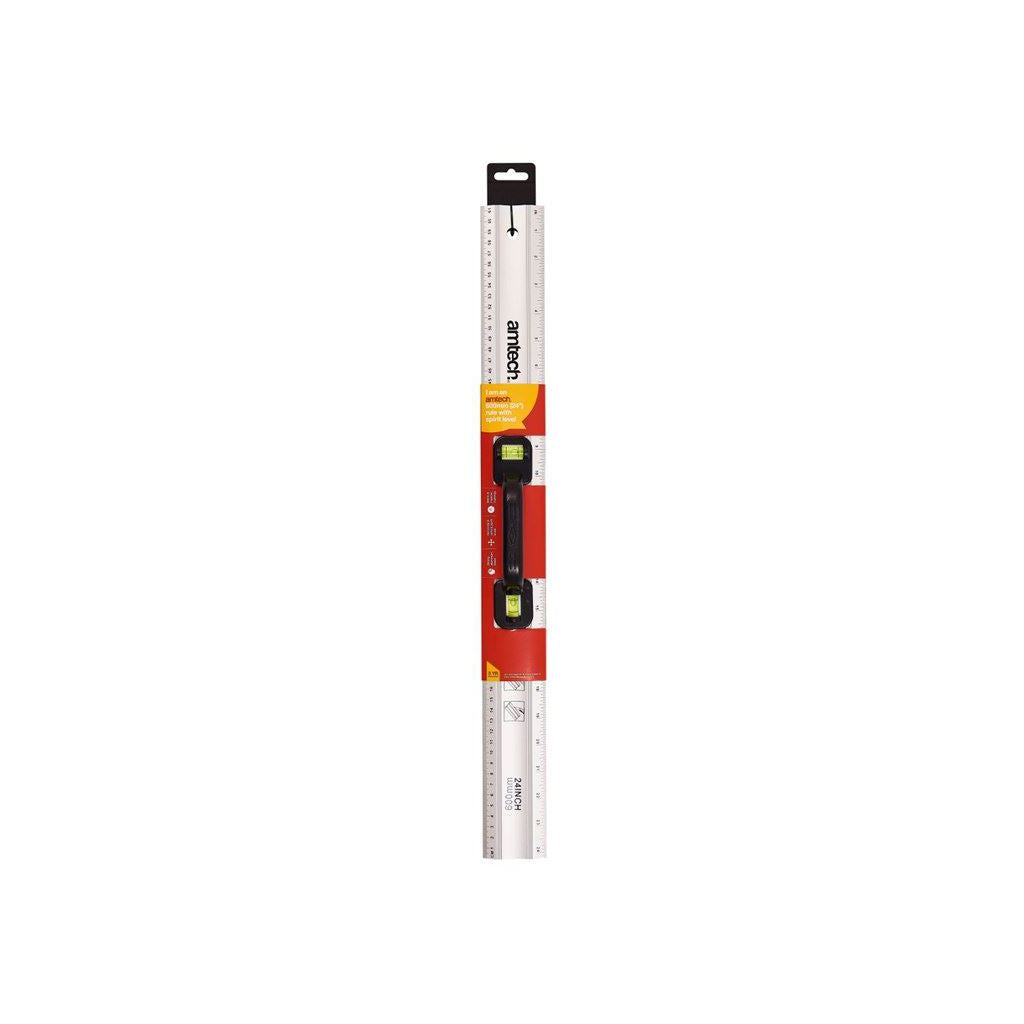 Amtech Heavy Duty 24" 600mm Aluminium Rule+Spirit Level Construction Builder Diy - P4035