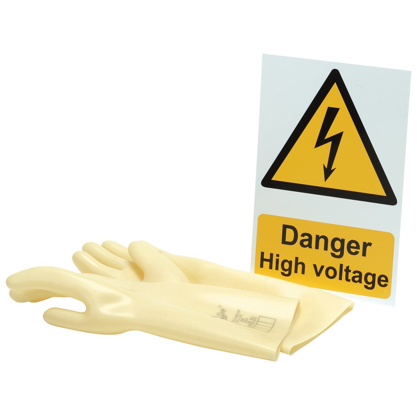 Draper Electrical Insulating Gloves And 'Danger High Voltage Hazard Sign - 99715