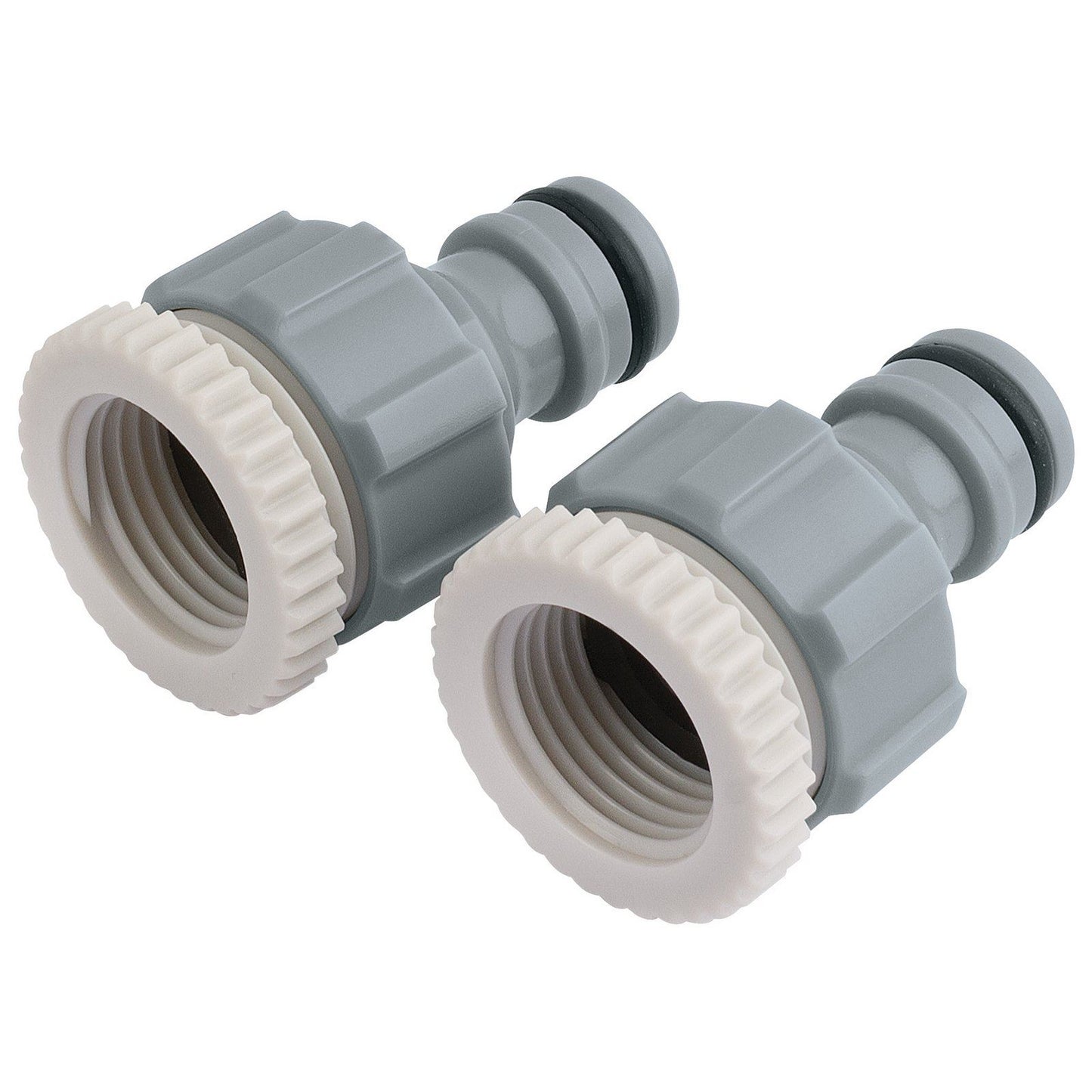 Draper Twin Pack Tap Connectors - 1/2" & 3/4" - For Garden Hose/Sprinklers/Taps - 25907