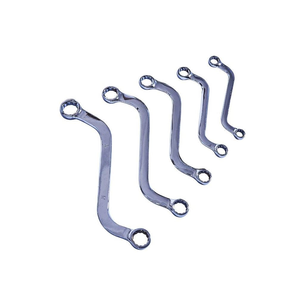 Amtech 5 Piece S Shape Bent Bend Shaped Bi Hex Ring Spanner Obstruction Set - K1130