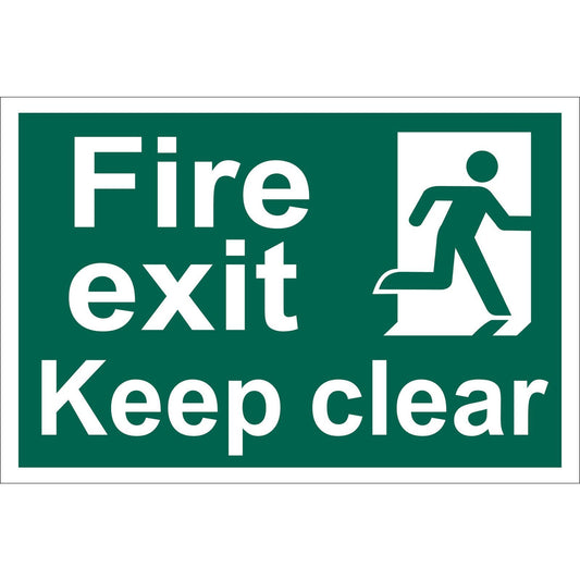 Draper Fire Exit Keep Clear' Safety Sign SS36 - 72450