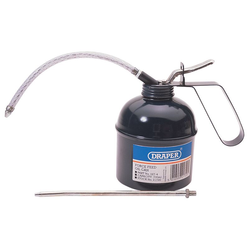 Draper Traditional Metal Oil Can Force Feed Pump Flexible/Rigid Spouts 700Ml - 21720