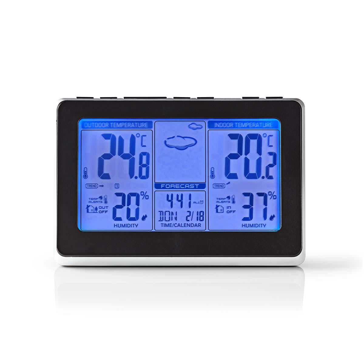 Nedis Weather Station Wireless sensor Alarm clock Weather Forecast - WEST400BK